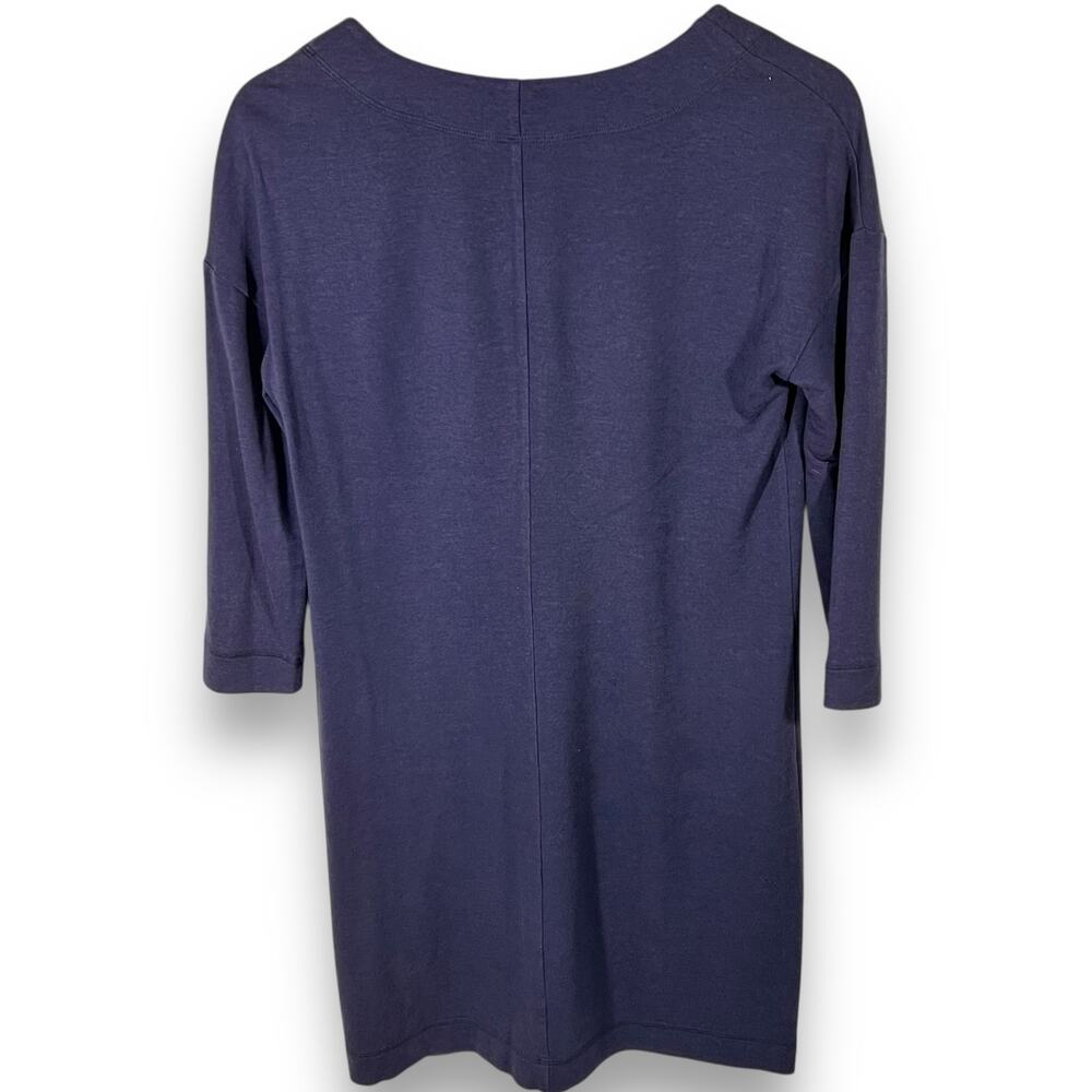 Lilly Pulitzer Navy Knit Tunic Dress XS 3/4 Sleeve Pockets Split Neck Casual - Picture 3 of 9